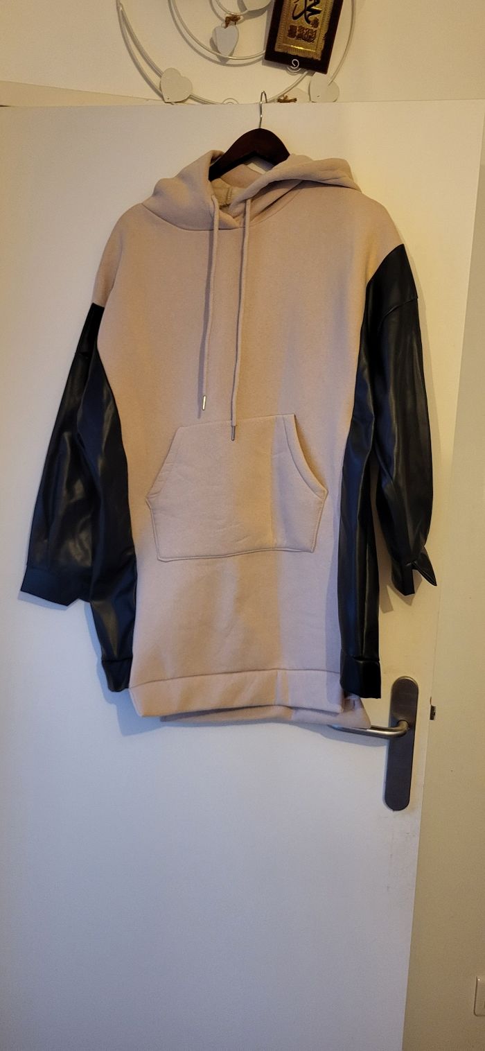 Sweat bimatiaire simili cuir