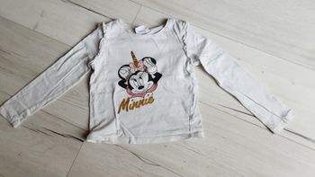 Vêtement fille tee-shirt manches longues blanc Minnie licorne Disney Minnie Mouse 4 ans
