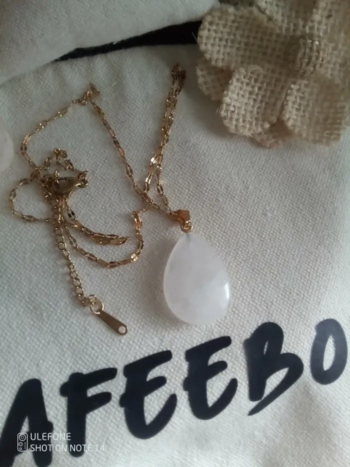 Collier bohème cristal de roche pierre naturelle réversible - photo numéro 2