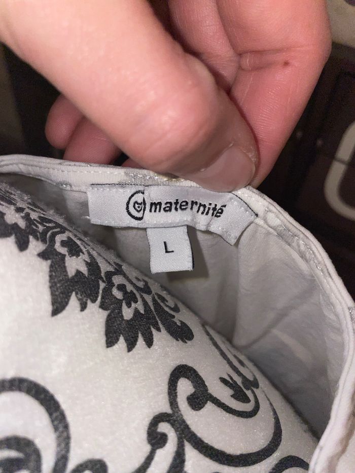 Débardeur de grossesse blanc et papillons argentés - Taille L - Maternité - BE - photo numéro 4