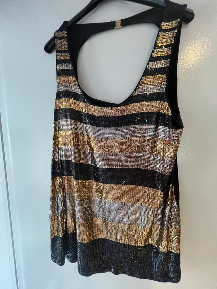 Blouse de soirée pailletée noire XL
