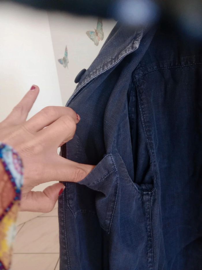 Veste légère homme 50 aspect lin bleu anthracite c83 - photo numéro 13