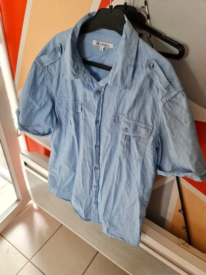 Chemise couleur jeans manche courte taille L - photo numéro 2