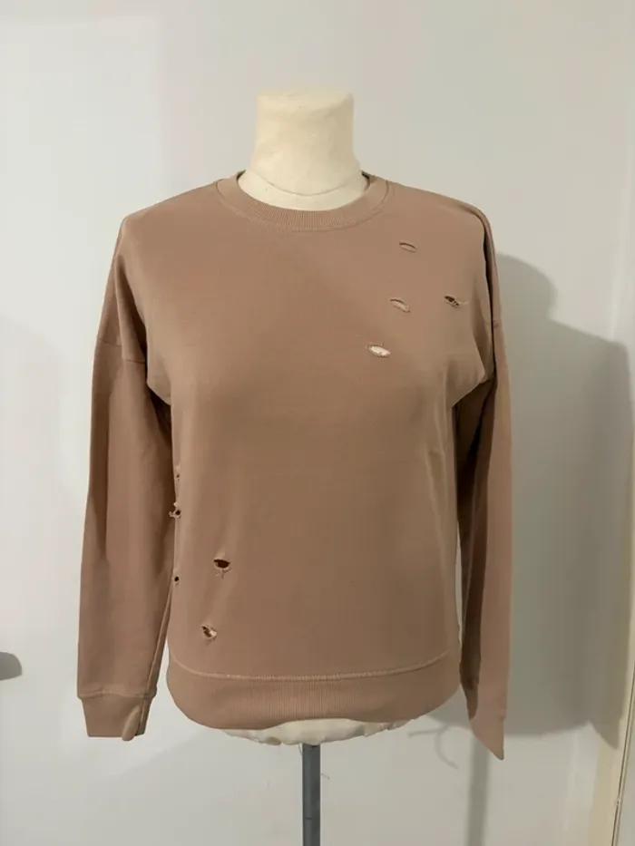 Sweat-shirt beige effet usé – Taille S