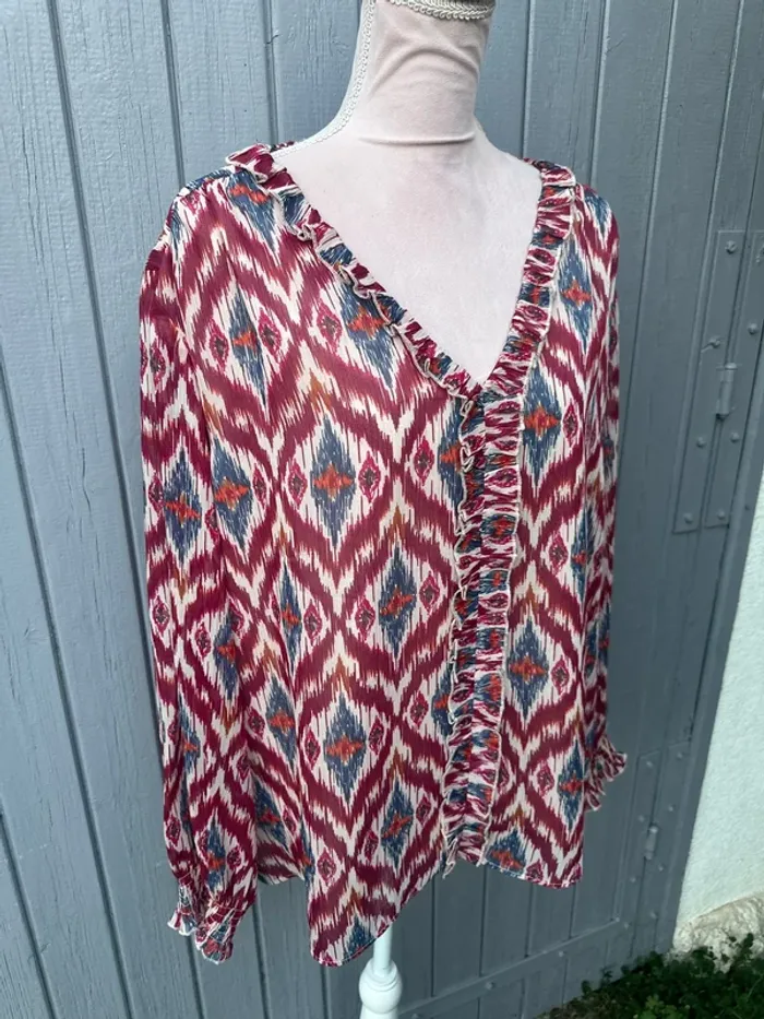 Blouse doublée manches longues colorée fleurie Gémo 48 - photo numéro 2