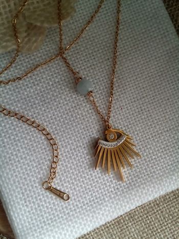 Collier en acier inoxydable et pierre aigue marine