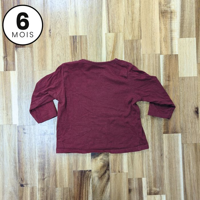 T-shirt manches longues bordeaux - bébé 6 mois - photo numéro 2