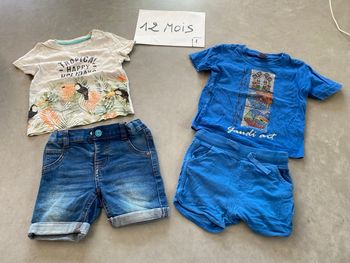 2 ensembles garçon 12 mois t shirt shorts 