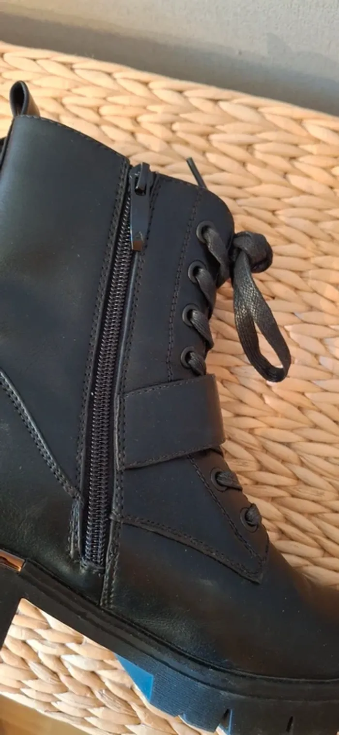 Botines cuir noir a lacets et fermeture éclair cimarron - photo numéro 13