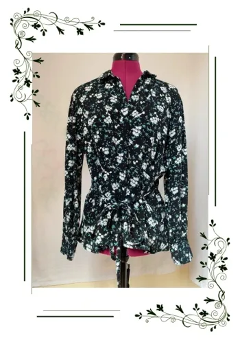 Pimkie - Blouse chemise ceinturée à imprimé petites fleurs - Noir