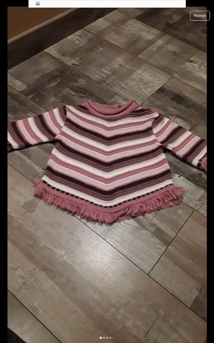 Pull en pointe à rayures rose - photo numéro 2