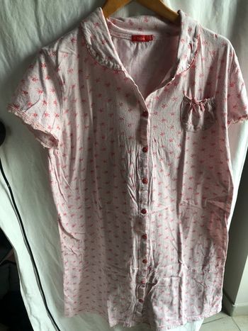 #chemisenuit #tenuenuit #coton #tissaia #rose #46/48