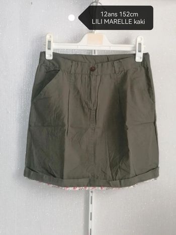 Jupe kaki bas fleuri 12ans 152cm