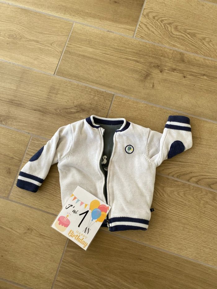Veste pull zip réversible Obaibi 12 mois