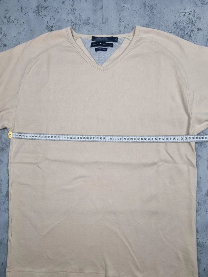 Pull col V manches courtes Tommy Hilfiger beige – Taille XL Homme - photo numéro 10
