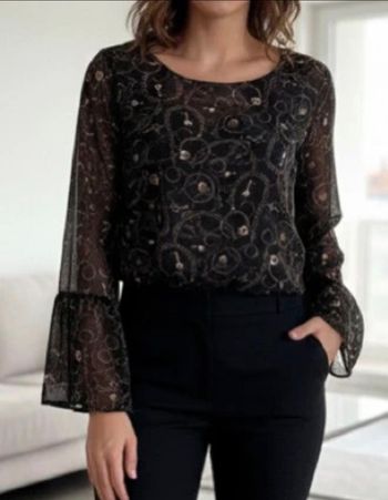 Chemisier fluide Yamamay – Imprimé Chaînes & Cœurs (Neuf avec étiquette)