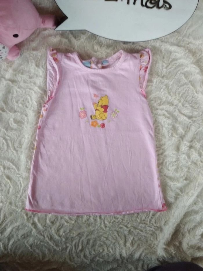 Robe Fille 12 mois Winnie l'ourson Fleurs Disney 100% coton - photo numéro 2