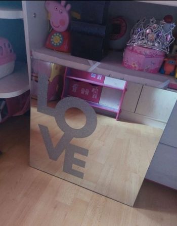 Miroir inscription "love" argenté pailleté TBE 🪟