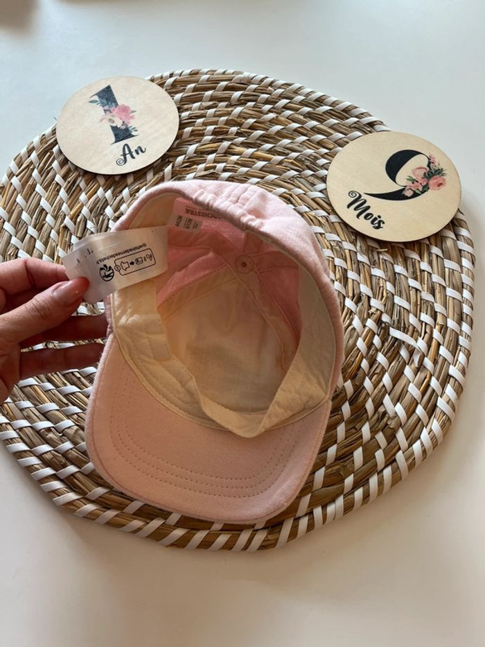 Casquette fille Orchestra - 9 mois / 12 mois - rose avec fleur - photo numéro 2