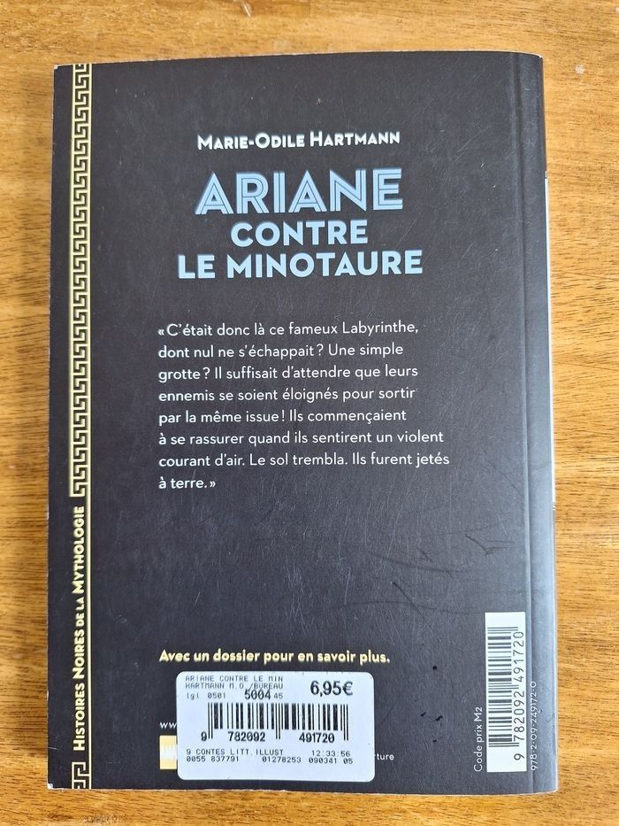Livre sur la mythologie " Ariane contre le minotaure " de Marie-Odile Hartmann - photo numéro 2