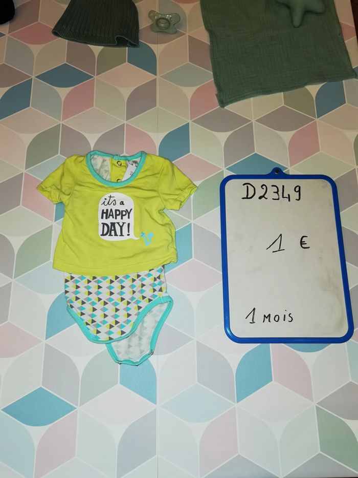 D2349 - body 2 en 1 garçon 1 mois - photo numéro 3