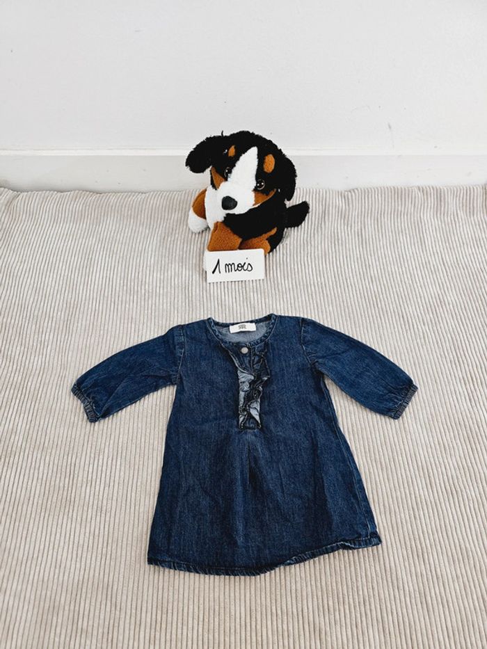 Robe manches longues imitation jeans bébé fille 1 mois