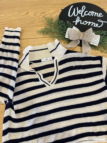 Pull Mango – Taille S – Marinière – Coupe courte