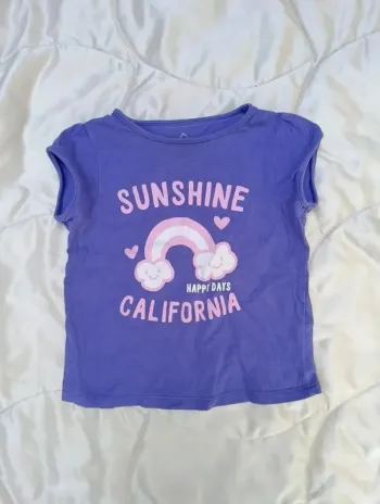 T-shirt violet manches courtes arc en ciel 2-3 ans TEX