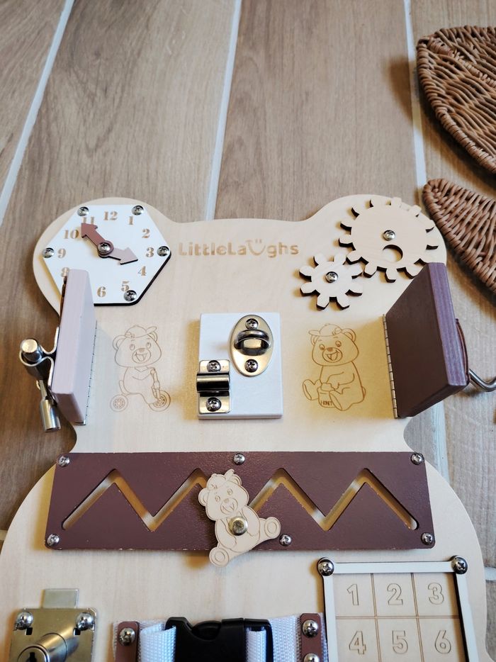 🐻Planche/panneau Ours multi activités busy board en bois - photo numéro 4