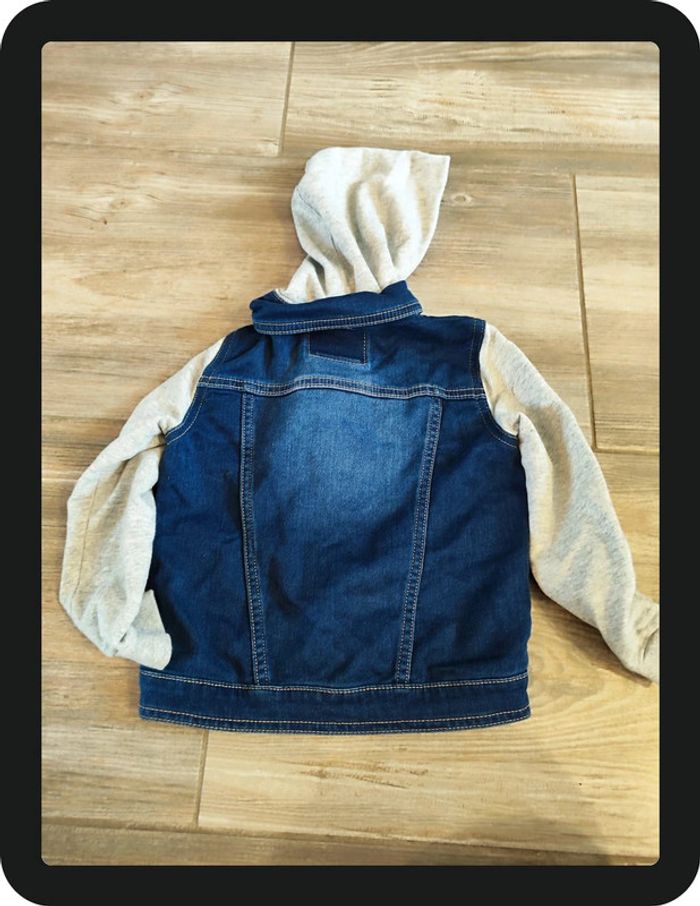 Veste en jeans à capuche bleu et gris Levi Strauss Taille 36 mois - photo numéro 2