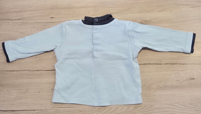 Tee-shirt manches longues col roulé bleu et marron, Sucre d'orge, 18 mois - photo numéro 2