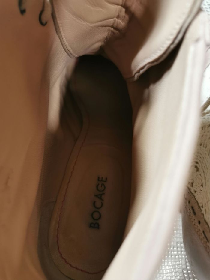 Boots à talons en cuir et dentelle beige Bocage T39 - photo numéro 10