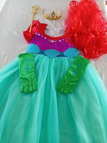 Déguisement robe sirène perruque et accessoires 6ans