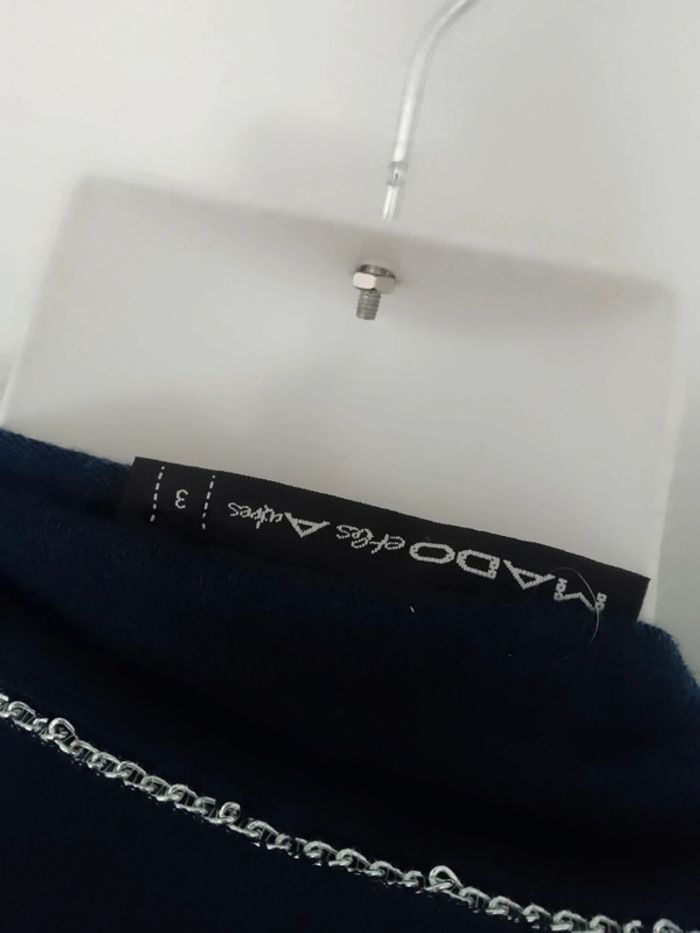 Long gilet bleu et argenté avec ceinture taille 44 46 - photo numéro 4