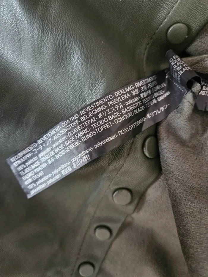 Jupe kaki simili cuir Zara Taille L - photo numéro 4