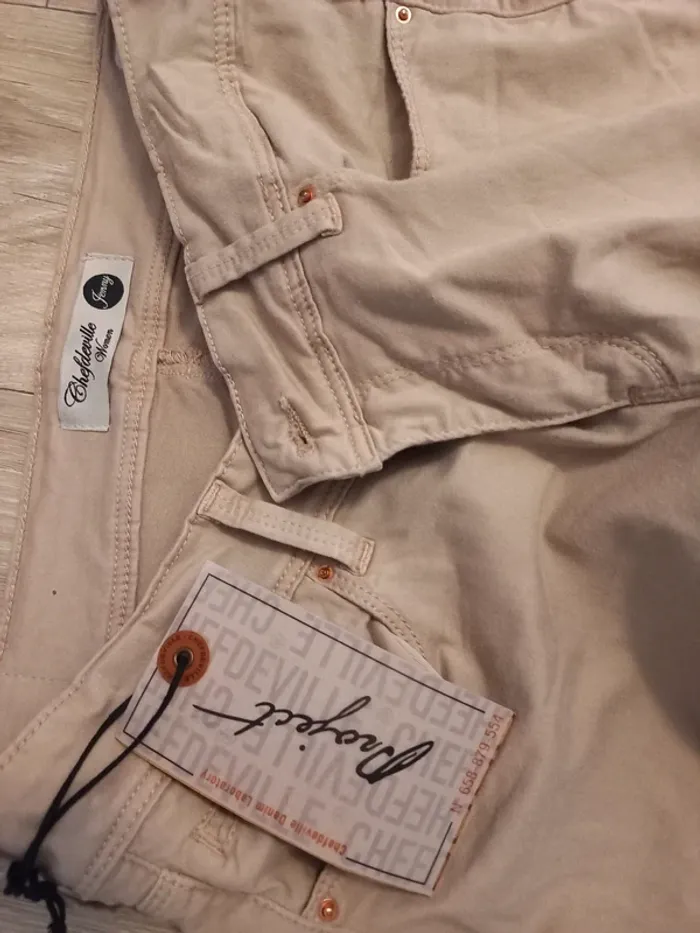 Jeans chefdeville jenny super stretch beige taille 32 - photo numéro 5