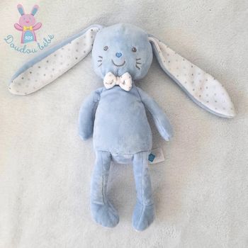 Doudou Lapin bleu blanc étoiles argentées TEX