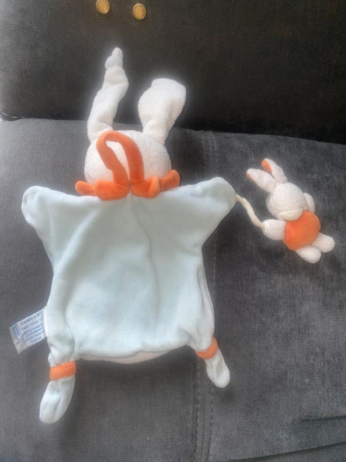 Doudou et Compagnie Marionnette Lapin bleu Et Son Petit Doudou Lapin - photo numéro 2