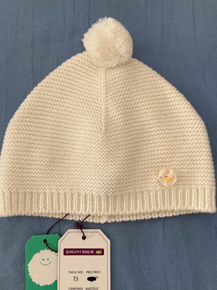 Bonnet blanc écru sergent major - photo numéro 2