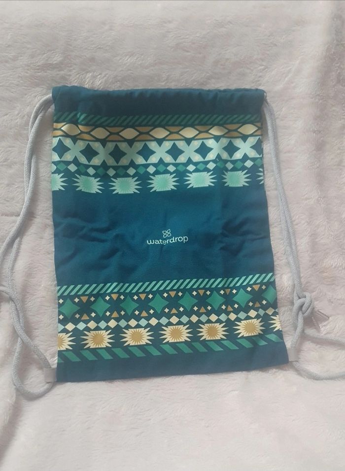 Tote bag bleu et vert waterdrop - photo numéro 2