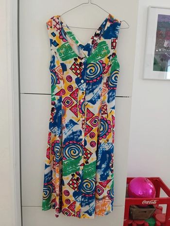 Robe boutonnée vintage multicolore