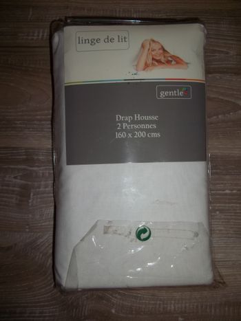 Drap housse blanc 2 personnes 160 x 200 cm
