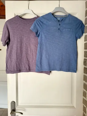 Lot de 2 t-shirt en coton biologique bleu lavande lilas - Kiabi