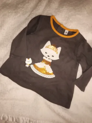 Pull bébé fille motif chat