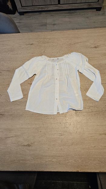 Chemise blanche fille classique à bouton, manches longues, taille 5 ans