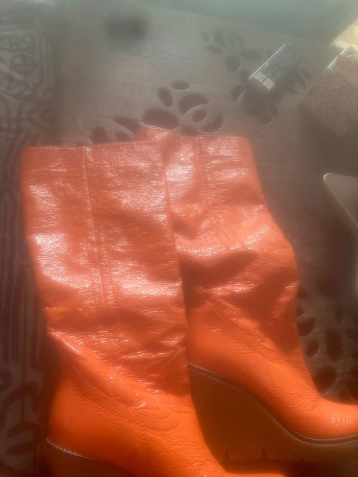 Bottes vintage T 37 - orange - photo numéro 2