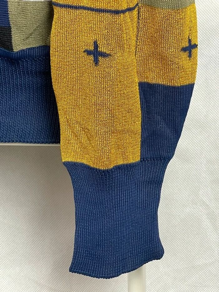 Pull Jersey Gianni Versace Coggi style Rare vintage Blue Navy Blanc XL - photo numéro 3