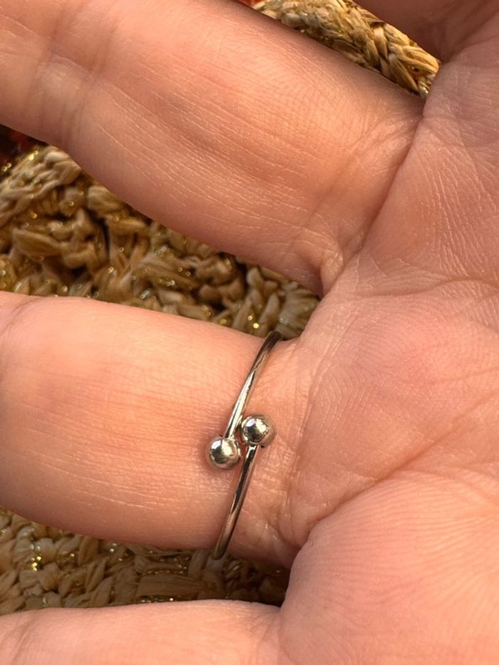 Bague réglable acier inoxydable argent épingle fermée zircons - photo numéro 4
