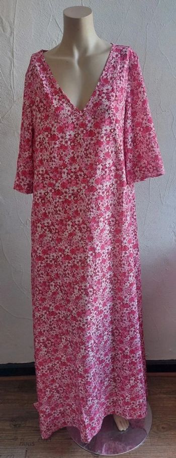 Robe longue à fleurs roses Taille XL