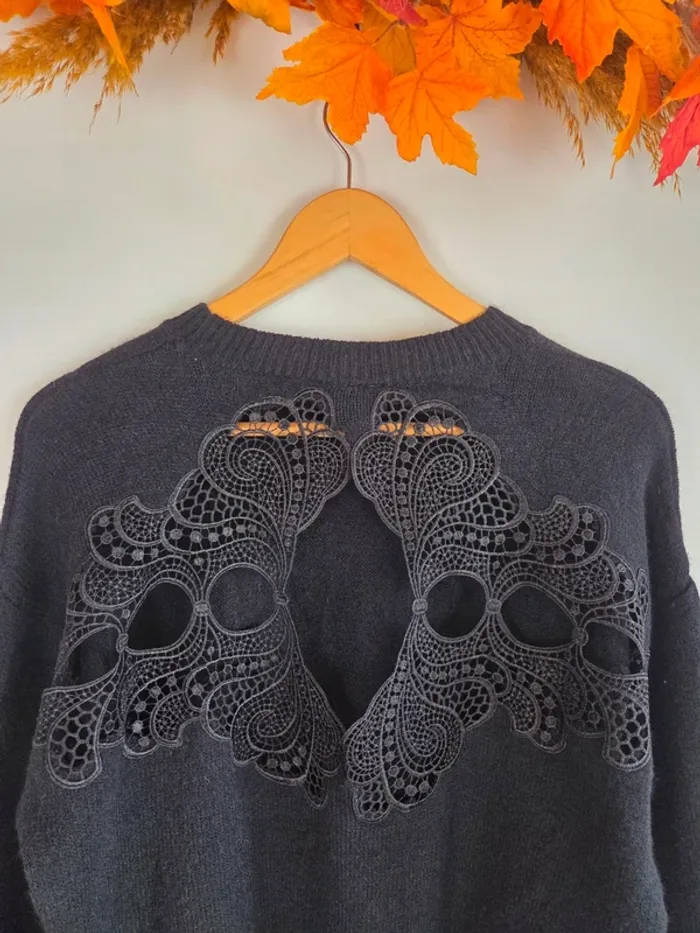 pull noir dos dentelle taille 38 - photo numéro 3